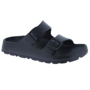 New! Black Rubber Double Strap Pool Slide Sandal